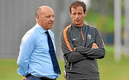 Marotta y Allegri, en un entrenamiento de la Juventus. Marotta y Allegri, en un entrenamiento de la Juventus.