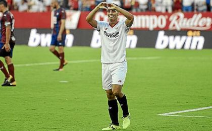 Ben Yedder celebra su gol ante el Eibar. Ben Yedder celebra su gol ante el Eibar.