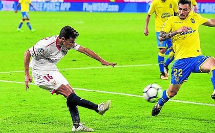 Ante Las Palmas, el palaciego vio portería con uno de sus centro-chuts. Ante Las Palmas, el palaciego vio portería con uno de sus centro-chuts.