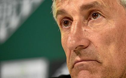 Setién, durante su rueda de prensa de este viernes. Setién, durante su rueda de prensa de este viernes.