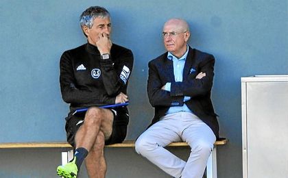 Setién junto a Serra Ferrer en el entrenamiento de hoy. Setién junto a Serra Ferrer en el entrenamiento de hoy.