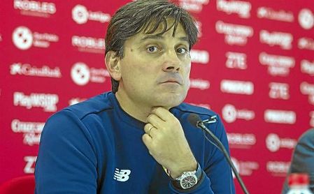 Vincenzo Montella, en la rueda de prensa. Vincenzo Montella, en la rueda de prensa.