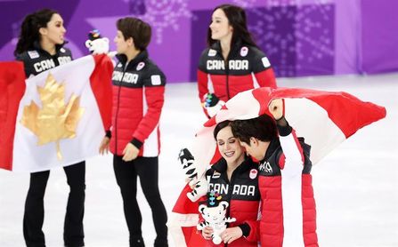 Canadá gana el oro en patinaje artístico por equipos Canadá gana el oro en patinaje artístico por equipos