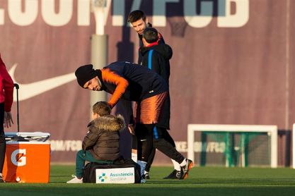 Benjamín, el hijo de Luis Suárez, protagonista en el entrenamiento Benjamín, el hijo de Luis Suárez, protagonista en el entrenamiento