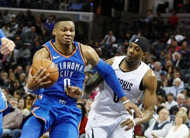93-115. George y Westbrook lideran triunfo de Thunder y aseguran playoffs 93-115. George y Westbrook lideran triunfo de Thunder y aseguran playoffs
