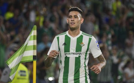 Tonny Sanabria, delantero del Real Betis, celebra un gol frente al Levante. Tonny Sanabria, delantero del Real Betis, celebra un gol frente al Levante.