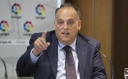Javier Tebas, presidente de LaLiga, durante un acto promocionario. Javier Tebas, presidente de LaLiga, durante un acto promocionario.