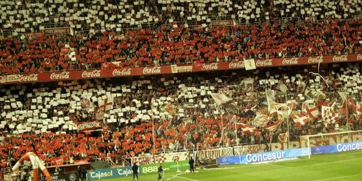 Imagen de la afición del Sevilla en Gol Norte. Imagen de la afición del Sevilla en Gol Norte.