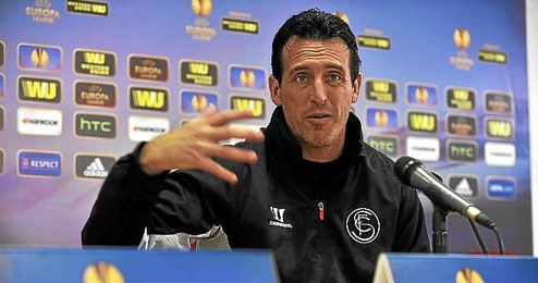 Unai Emery, en sala de prensa. Unai Emery, en sala de prensa.
