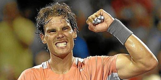 Nadal celebrando la victoria ante el ruso Istomin Nadal celebrando la victoria ante el ruso Istomin
