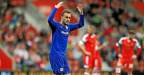 Cala celebrando un gol ante el Southampton. Cala celebrando un gol ante el Southampton.