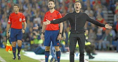 Luis Enrique en el partido de ida ante el Villanovense. Luis Enrique en el partido de ida ante el Villanovense.