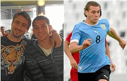 Cristóforo, junto a Pareja y con los colores de Uruguay. Cristóforo, junto a Pareja y con los colores de Uruguay.