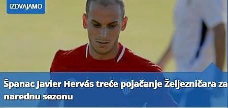 Así anuncia el Zeljeznicar el fichaje de Hervás. Así anuncia el Zeljeznicar el fichaje de Hervás.