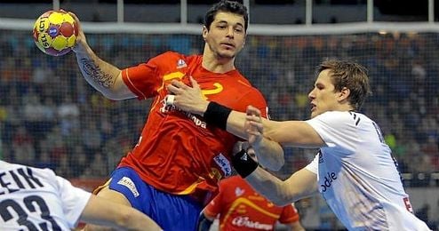 Alberto Entrerríos en un partido con la selección española. Alberto Entrerríos en un partido con la selección española.