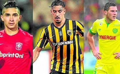 De izquierda a derecha: Gutiérrez (Twente); Simoes (AEK); y Veretout (Aston Villa). De izquierda a derecha: Gutiérrez (Twente); Simoes (AEK); y Veretout (Aston Villa).