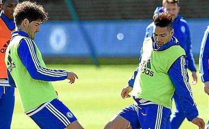 Pato y Falcao durante un entrenamiento Pato y Falcao durante un entrenamiento