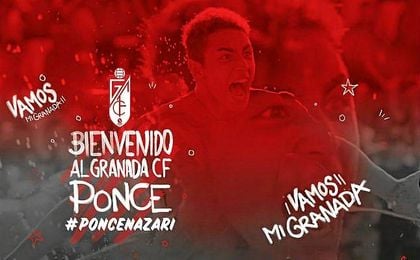 Ponce es anunciado como refuerzo oficial del Granada. Ponce es anunciado como refuerzo oficial del Granada.