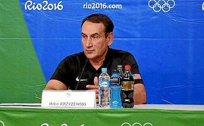Krzyzewski, durante una rueda de prensa en Río. Krzyzewski, durante una rueda de prensa en Río.