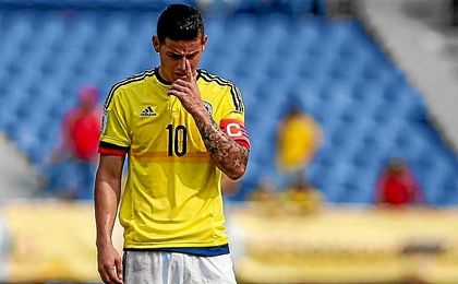 James Rodríguez, durante un partido con la selección de Colombia. James Rodríguez, durante un partido con la selección de Colombia.