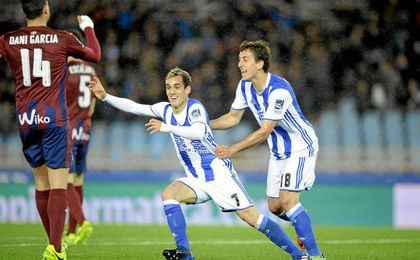 Juanmi celebra su tanto anotado al Eibar. Juanmi celebra su tanto anotado al Eibar.