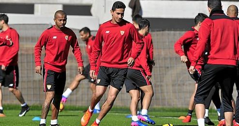 Ganso, en el entrenamiento de este miércoles. Ganso, en el entrenamiento de este miércoles.