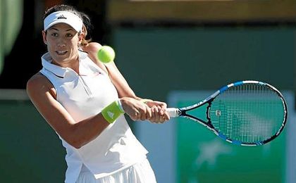 La tenista española Garbiñe Muguruza durante un partido de la tercera ronda del torneo de Indian Wells. La tenista española Garbiñe Muguruza durante un partido de la tercera ronda del torneo de Indian Wells.
