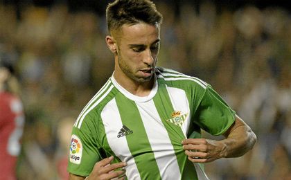 Rafa Navarro marcó su primer gol como bético. Rafa Navarro marcó su primer gol como bético.