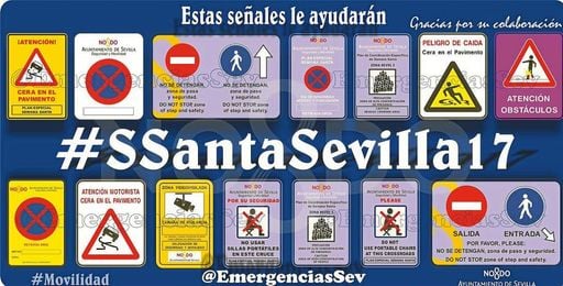 Imagen de algunas de las señales que se podrán ver por Sevilla en Semana Santa. Imagen de algunas de las señales que se podrán ver por Sevilla en Semana Santa.