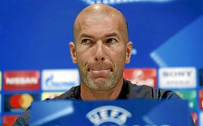Zidane, durante la rueda de prensa de este mediodía. Zidane, durante la rueda de prensa de este mediodía.