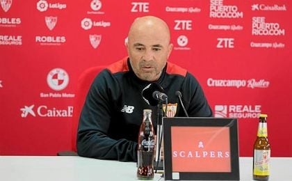 Jorge Sampaoli, durante la rueda de prensa de hoy. Jorge Sampaoli, durante la rueda de prensa de hoy.