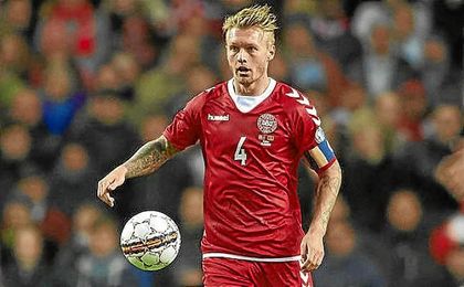 Simon Kjaer, en un partido con Dinamarca. Simon Kjaer, en un partido con Dinamarca.