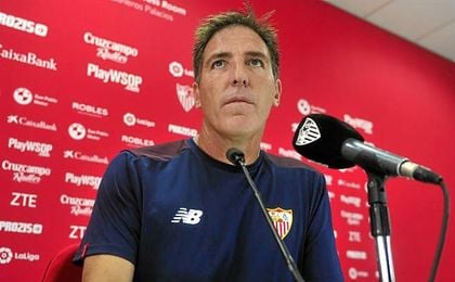 Eduardo Berizzo, durante la rueda de prensa de hoy. Eduardo Berizzo, durante la rueda de prensa de hoy.