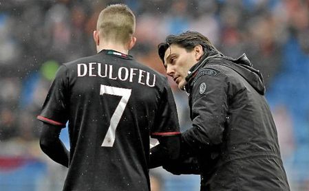 Deulofeu y Montella, en el Milan. Deulofeu y Montella, en el Milan.