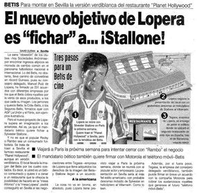 El día que Lopera intentó fichar a Stallone El día que Lopera intentó fichar a Stallone