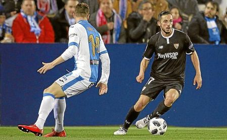 Sarabia, durante el Leganés-Sevilla de Copa del Rey. Sarabia, durante el Leganés-Sevilla de Copa del Rey.