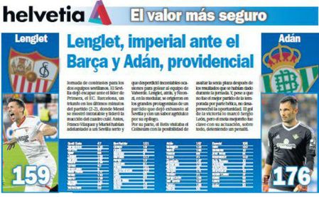 Lenglet, imperial ante el Barça y Adán, providencial Lenglet, imperial ante el Barça y Adán, providencial
