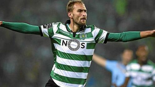 Bas Dost celebra un gol con el Sporting de Portugal. Bas Dost celebra un gol con el Sporting de Portugal.