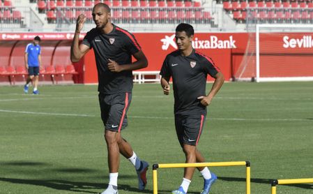 Nzonzi en un entrenamiento reciente, con Ben Yedder. Nzonzi en un entrenamiento reciente, con Ben Yedder.