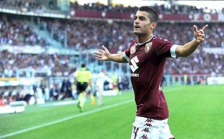 Falqué celebra un tanto con el Torino. Falqué celebra un tanto con el Torino.