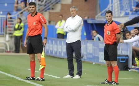 Quique Setién, durante un partido de esta temporada. Quique Setién, durante un partido de esta temporada.