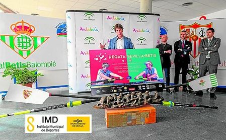 David Guevara, José Manuel Girela, Sergio Paredes, Enrique de la Cerda y Ramón Alarcón se encargaron de presentar esta nueva edición de la Regata Sevilla-Betis. David Guevara, José Manuel Girela, Sergio Paredes, Enrique de la Cerda y Ramón Alarcón se encargaron de presentar esta nueva edición de la Regata Sevilla-Betis.