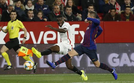 Amadou, en el partido contra el Barcelona. Amadou, en el partido contra el Barcelona.