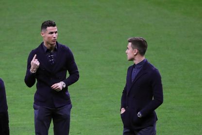 Los jugadores de la Juventus toman contacto con el Wanda Metropolitano Los jugadores de la Juventus toman contacto con el Wanda Metropolitano