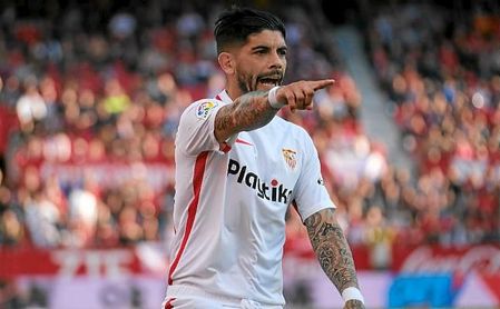 Banega, en un lance del partido ante el Rayo Vallecano. Banega, en un lance del partido ante el Rayo Vallecano.