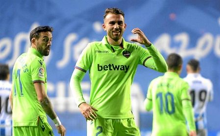 Borja Mayoral celebrando un tanto con el Levante esta temporada. Borja Mayoral celebrando un tanto con el Levante esta temporada.