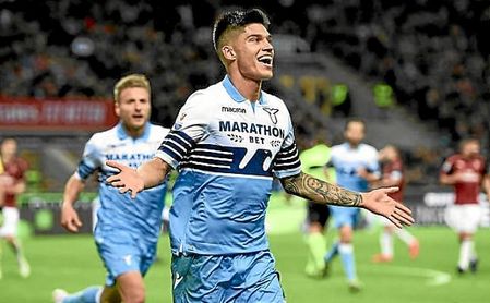 Joaquín Correa celebra uno de sus goles con la Lazio. Joaquín Correa celebra uno de sus goles con la Lazio.