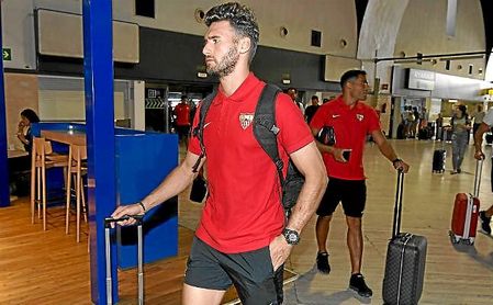 Sergi Gómez, en un viaje con el Sevilla la pasada temporada. Sergi Gómez, en un viaje con el Sevilla la pasada temporada.