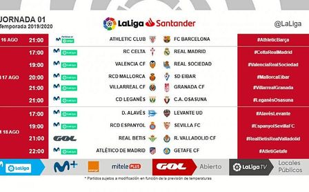 LaLiga da a conocer los horarios de las tres primeras jornadas LaLiga da a conocer los horarios de las tres primeras jornadas