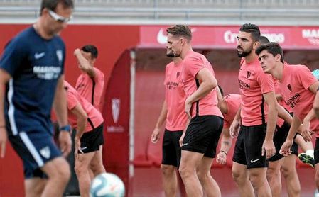 Dabbur, en un entrenamiento de Lopetegui. Dabbur, en un entrenamiento de Lopetegui.